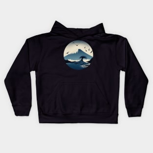 Mountain and Birds scenery Japan Art Kids Hoodie